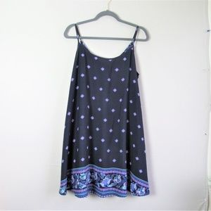 MS Basic paisley printed navy tank tunic dress